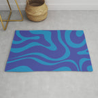 Bold Blue Modern Retro Liquid Swirl Abstract Pattern Rug Gallery Image 1