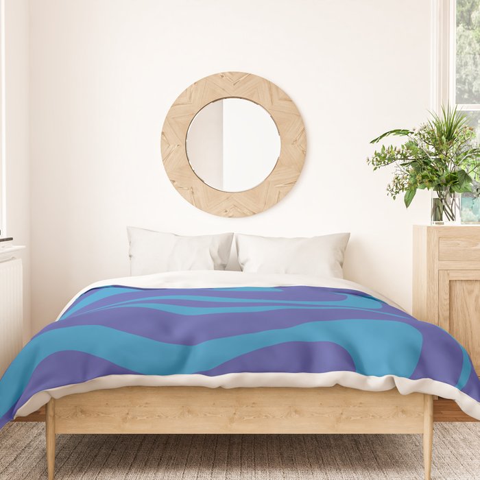 Bold Blue Modern Retro Liquid Swirl Abstract Pattern Duvet Cover Gallery Image 3