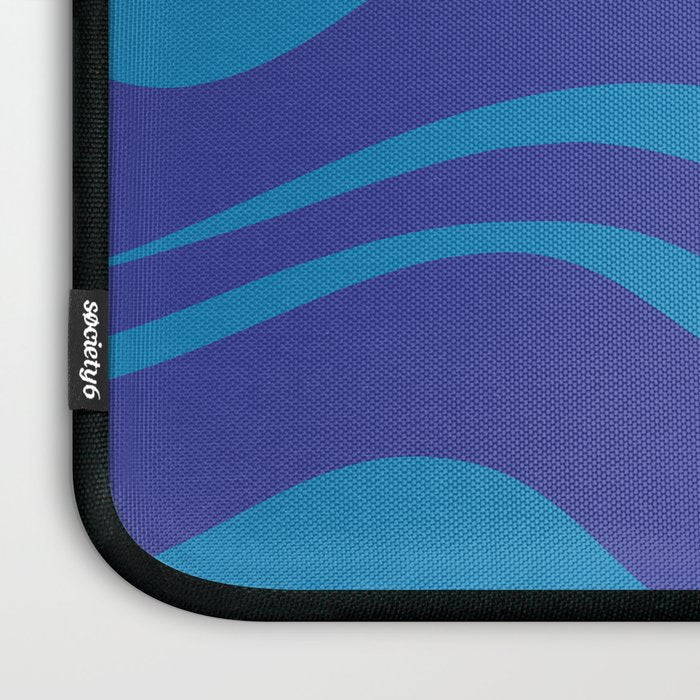 Bold Blue Modern Retro Liquid Swirl Abstract Pattern Laptop Sleeve Gallery Image 3