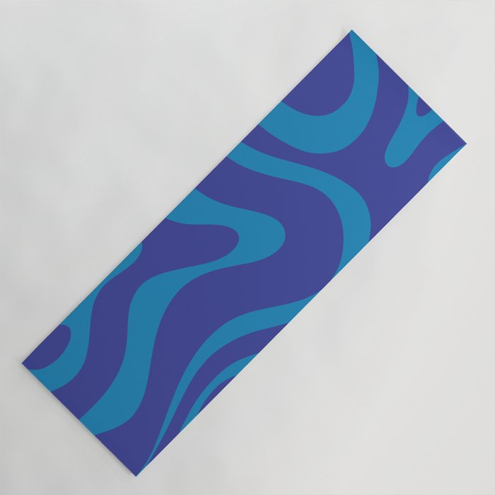 Bold Blue Modern Retro Liquid Swirl Abstract Pattern Yoga Mat Gallery Image 1