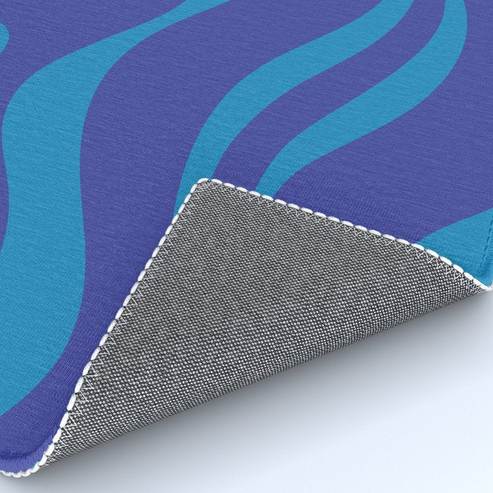 Bold Blue Modern Retro Liquid Swirl Abstract Pattern Rug Gallery Image 4