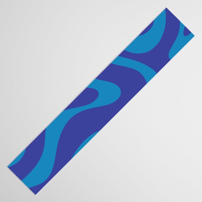Bold Blue Modern Retro Liquid Swirl Abstract Pattern Table Runner Gallery Image 3