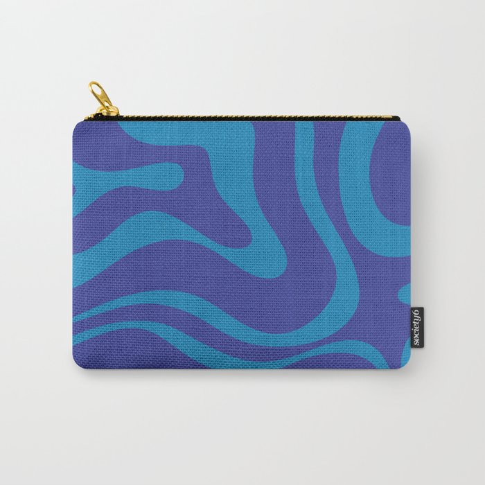 Bold Blue Modern Retro Liquid Swirl Abstract Pattern Carry All Pouch Gallery Image 1