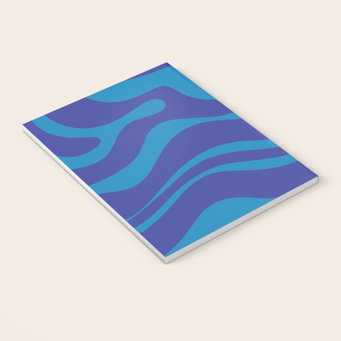 Bold Blue Modern Retro Liquid Swirl Abstract Pattern Notebook Gallery Image 3