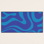 Bold Blue Modern Retro Liquid Swirl Abstract Pattern Desk Mat Gallery Image 3