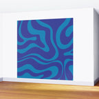 Bold Blue Modern Retro Liquid Swirl Abstract Pattern Wall Mural Gallery Image 2