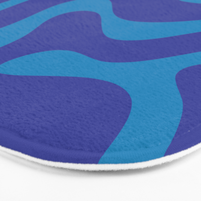 Bold Blue Modern Retro Liquid Swirl Abstract Pattern Bath Mat Gallery Image 3