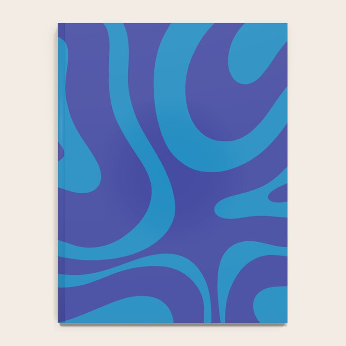 Bold Blue Modern Retro Liquid Swirl Abstract Pattern Notebook Gallery Image 4