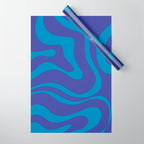 Bold Blue Modern Retro Liquid Swirl Abstract Pattern Wrapping Paper Gallery Image 1