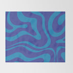 Bold Blue Modern Retro Liquid Swirl Abstract Pattern Throw Blanket Gallery Image 2