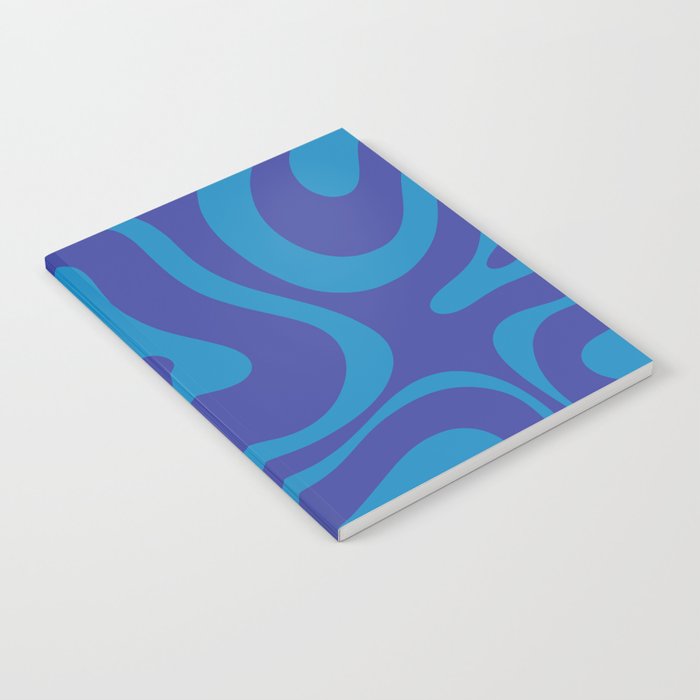 Bold Blue Modern Retro Liquid Swirl Abstract Pattern Notebook Gallery Image 2