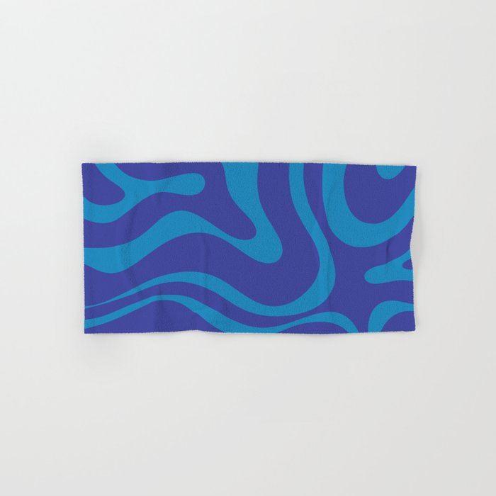 Bold Blue Modern Retro Liquid Swirl Abstract Pattern Bath Towel Gallery Image 1