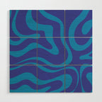 Bold Blue Modern Retro Liquid Swirl Abstract Pattern Wood Wall Art Gallery Image 1