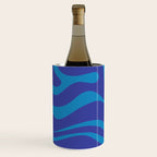 Bold Blue Modern Retro Liquid Swirl Abstract Pattern Wine Chiller Gallery Image 2