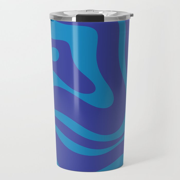 Bold Blue Modern Retro Liquid Swirl Abstract Pattern Travel Mug Gallery Image 1