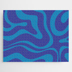 Bold Blue Modern Retro Liquid Swirl Abstract Pattern Jigsaw Puzzle Gallery Image 1