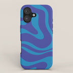 Bold Blue Modern Retro Liquid Swirl Abstract Pattern iPhone Case Gallery Image 1