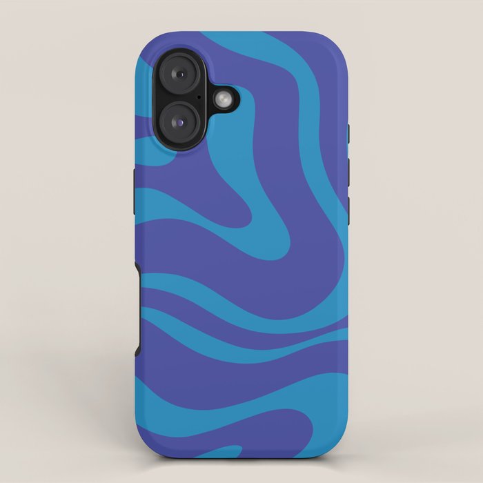 Bold Blue Modern Retro Liquid Swirl Abstract Pattern iPhone Case Gallery Image 1