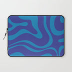 Bold Blue Modern Retro Liquid Swirl Abstract Pattern Laptop Sleeve Gallery Image 1