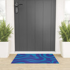 Bold Blue Modern Retro Liquid Swirl Abstract Pattern Welcome Mat Gallery Image 3