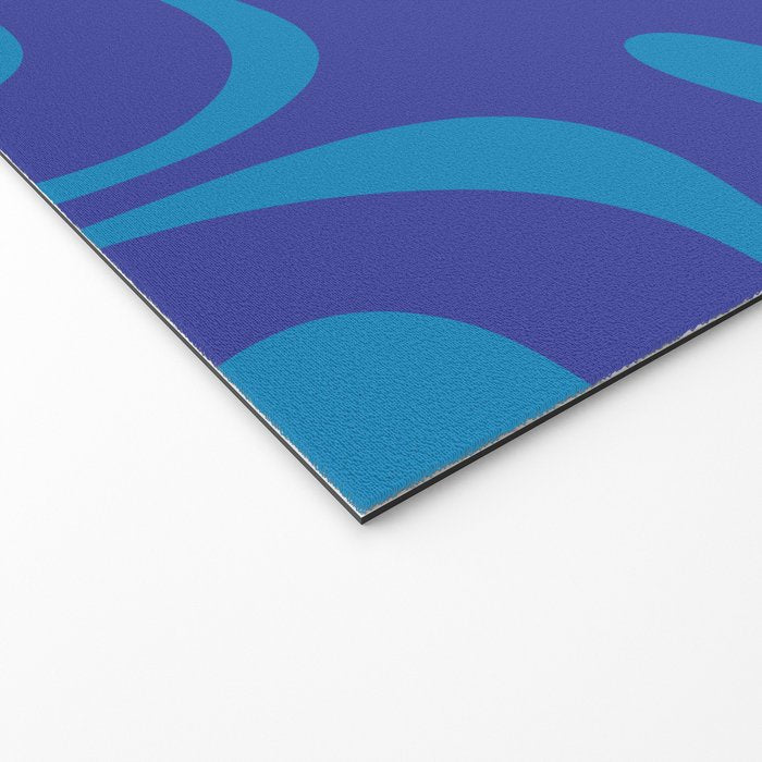 Bold Blue Modern Retro Liquid Swirl Abstract Pattern Welcome Mat Gallery Image 2