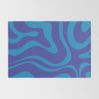 Bold Blue Modern Retro Liquid Swirl Abstract Pattern Rug Gallery Image 2