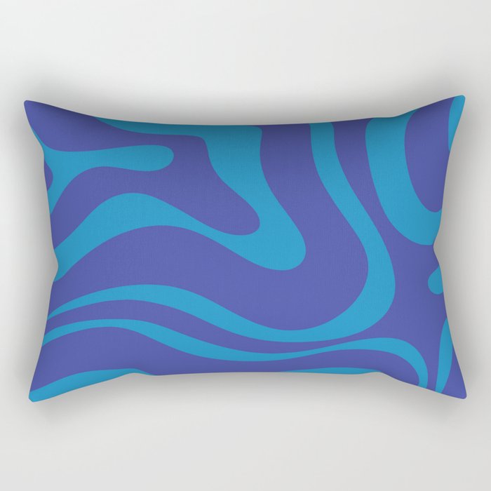 Bold Blue Modern Retro Liquid Swirl Abstract Pattern Rectangular Pillow Gallery Image 2