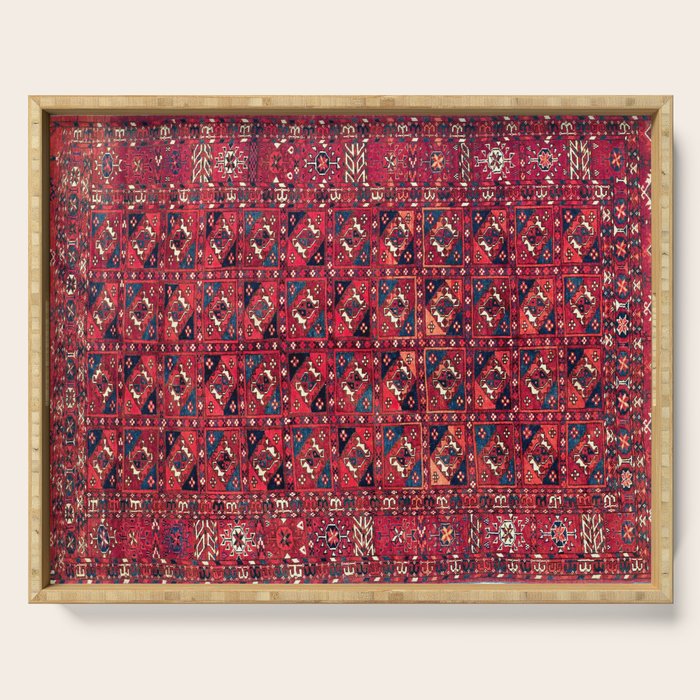 Tekke  Antique West Turkestan Rug Print Serving Tray Gallery Image 1