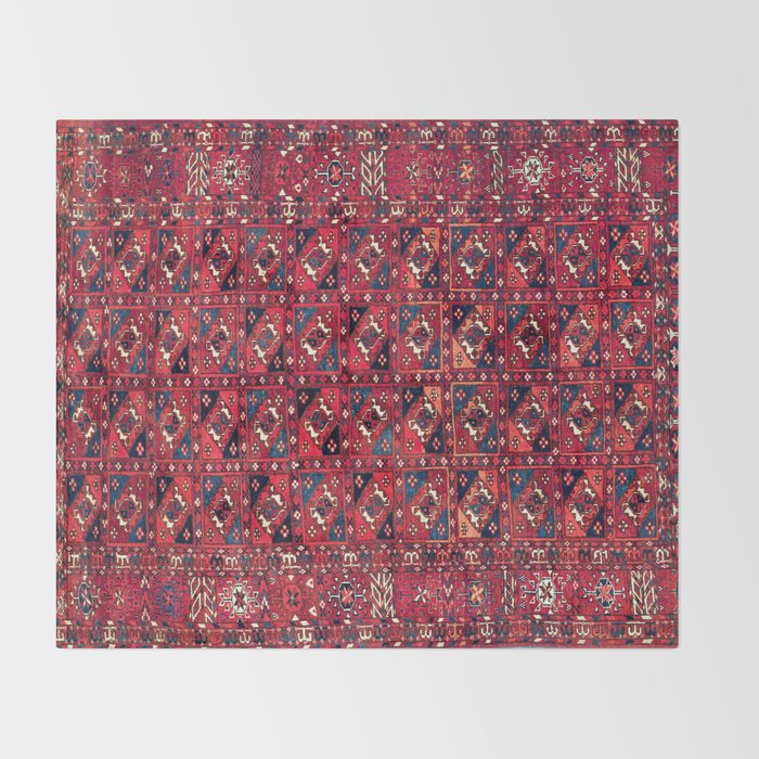 Tekke  Antique West Turkestan Rug Print Throw Blanket Gallery Image 2