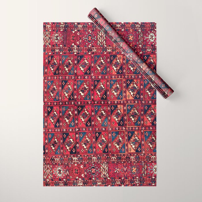 Tekke  Antique West Turkestan Rug Print Wrapping Paper Gallery Image 1