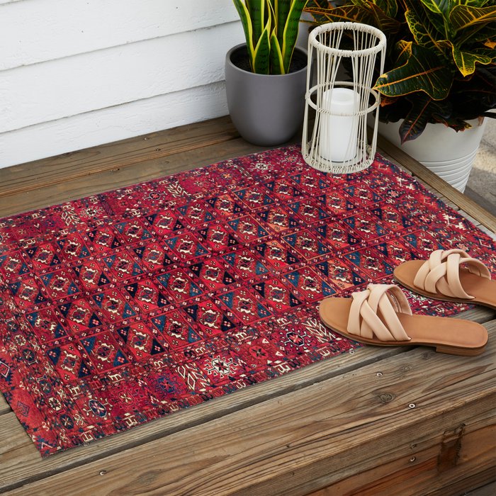 Tekke  Antique West Turkestan Rug Print Outdoor Rug Gallery Image 2
