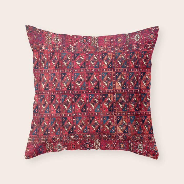 Tekke  Antique West Turkestan Rug Print Throw Pillow Gallery Image 6