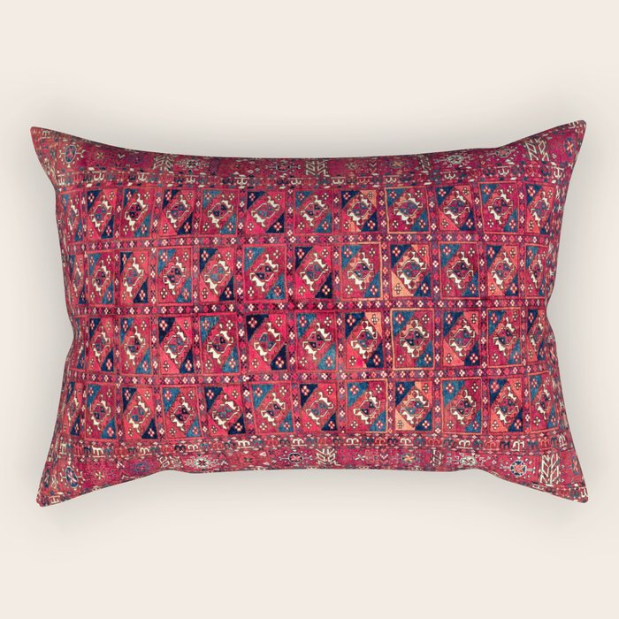 Tekke  Antique West Turkestan Rug Print Rectangular Pillow Gallery Image 1