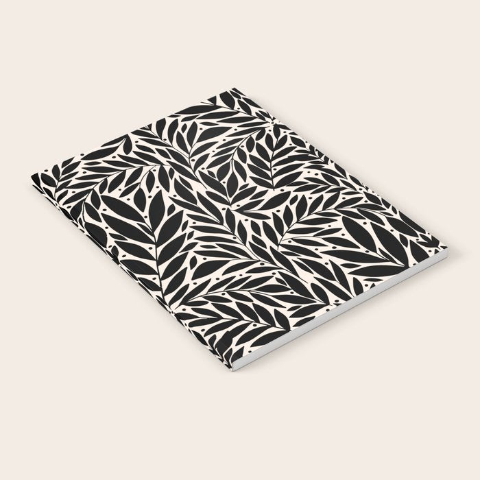 Black and White Folk Leaves  Notebook Gallery Image 2