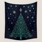 Christmas Night Tree-Snowy Wall Tapestry Gallery Image 4