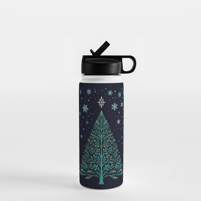 Christmas Night Tree-Snowy Water Bottle Gallery Image 1