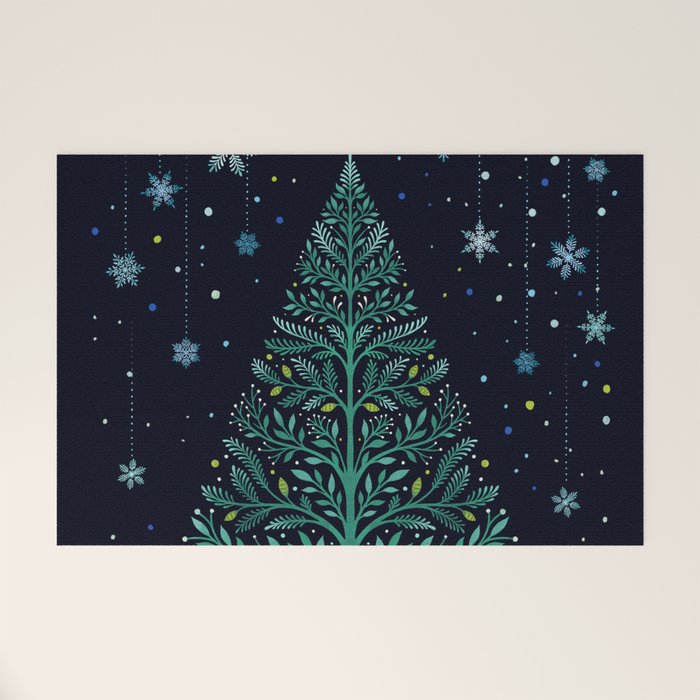 Christmas Night Tree-Snowy Welcome Mat Gallery Image 1