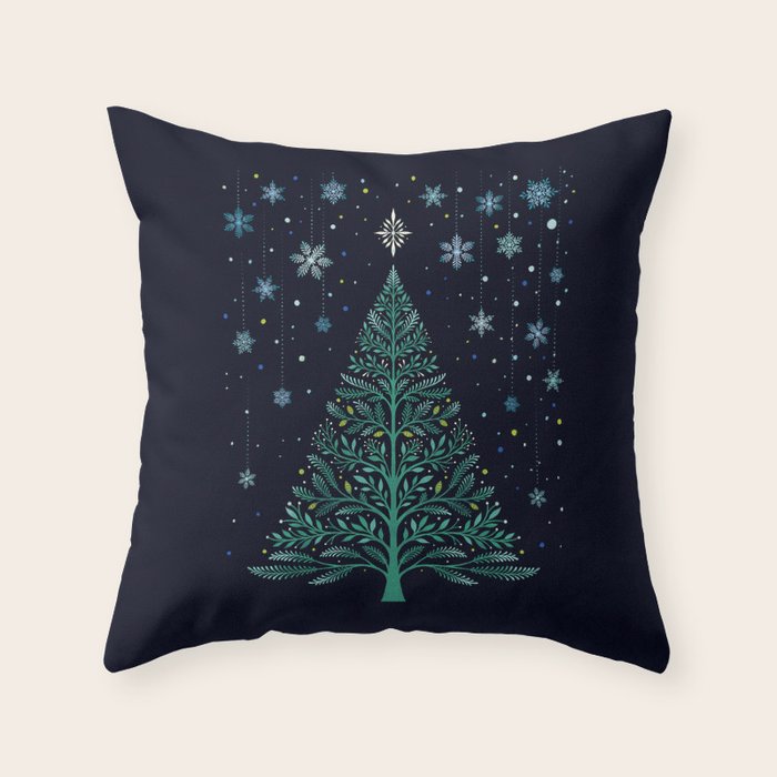 Christmas Night Tree-Snowy Throw Pillow Gallery Image 6