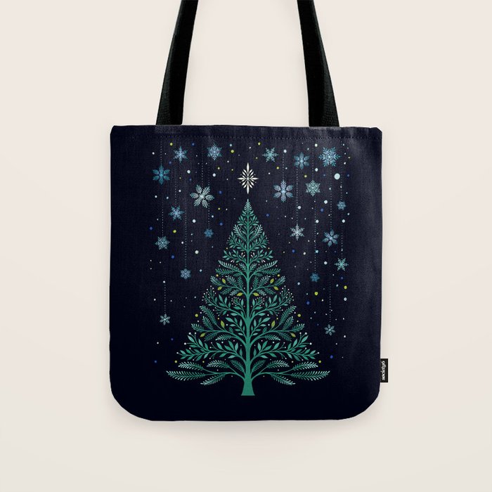 Christmas Night Tree-Snowy Tote Bag Gallery Image 1