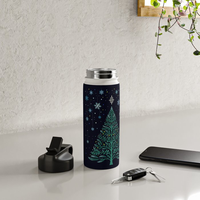 Christmas Night Tree-Snowy Water Bottle Gallery Image 5