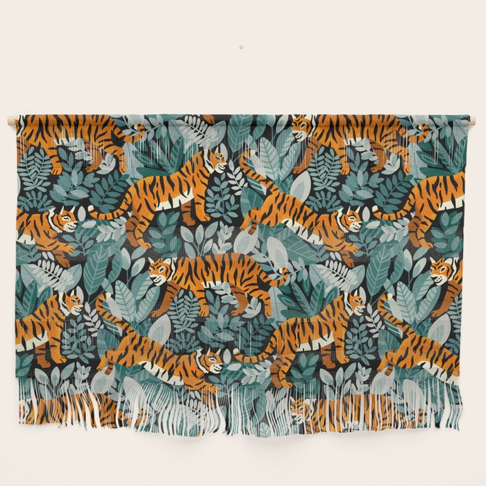 Bengal Tiger Teal Jungle Wall Hanging Gallery Image 1