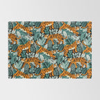 Bengal Tiger Teal Jungle Rug Gallery Image 2