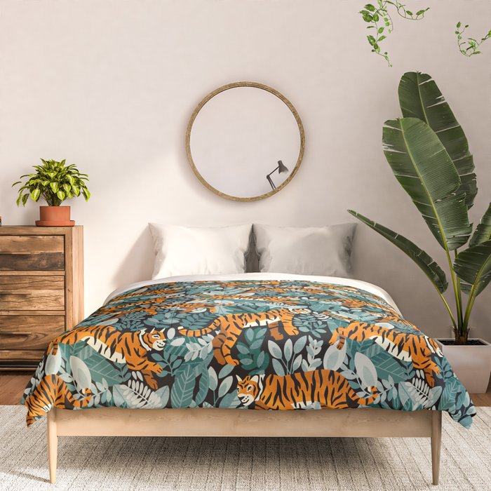 Bengal Tiger Teal Jungle Comforter Gallery Image 3