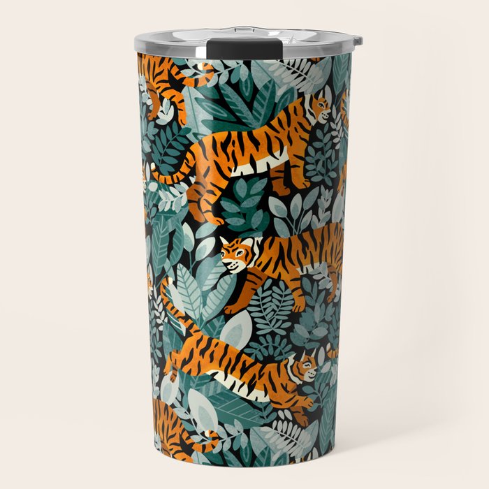 Bengal Tiger Teal Jungle Travel Mug Gallery Image 1