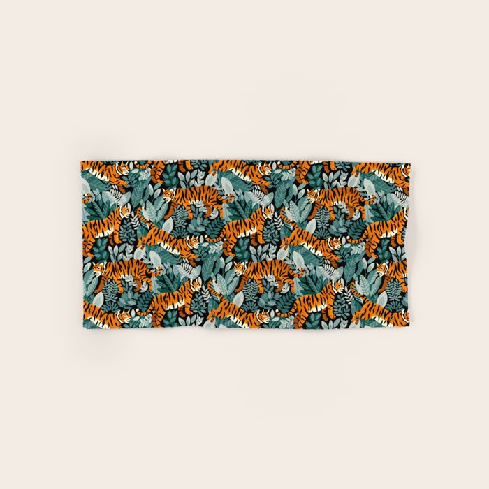 Bengal Tiger Teal Jungle Bath Towel Gallery Image 1