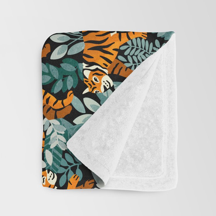 Bengal Tiger Teal Jungle Throw Blanket Gallery Image 3