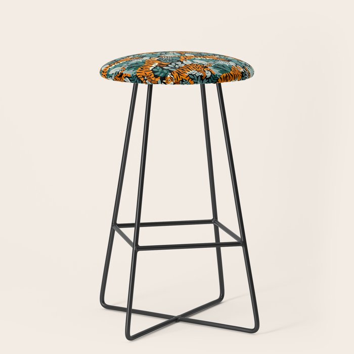 Bengal Tiger Teal Jungle Stool Gallery Image 1