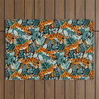 Bengal Tiger Teal Jungle Outdoor Rug Gallery Image 1