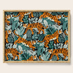 Bengal Tiger Teal Jungle Serving Tray Gallery Image 1