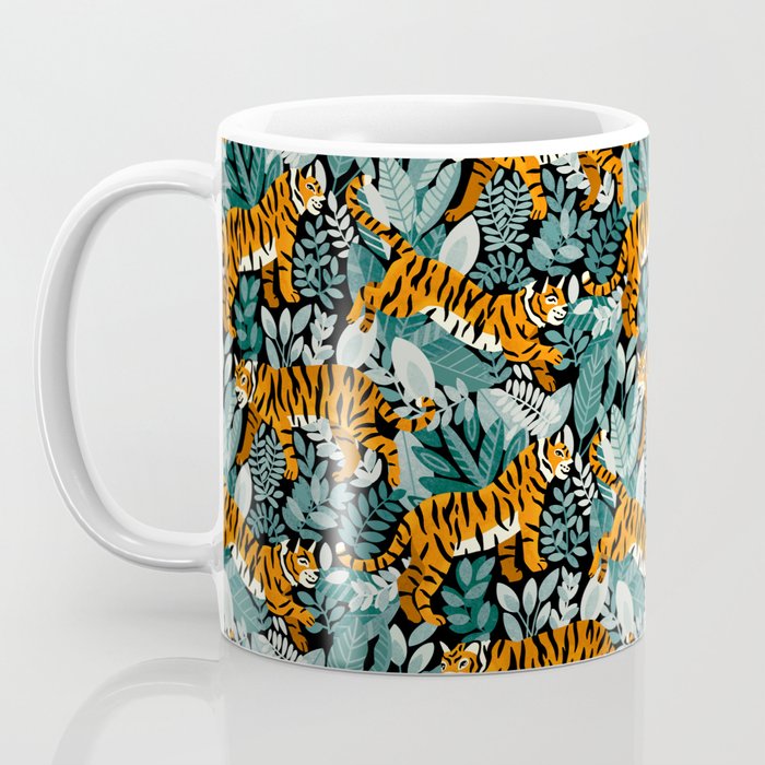 Bengal Tiger Teal Jungle Coffee Mug Gallery Image 3